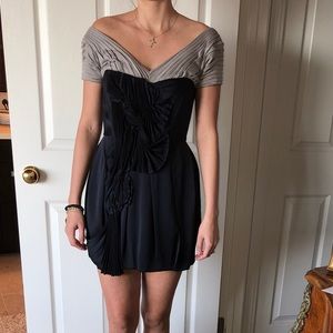 BCBG Navy and Light Grey Cocktail Dress